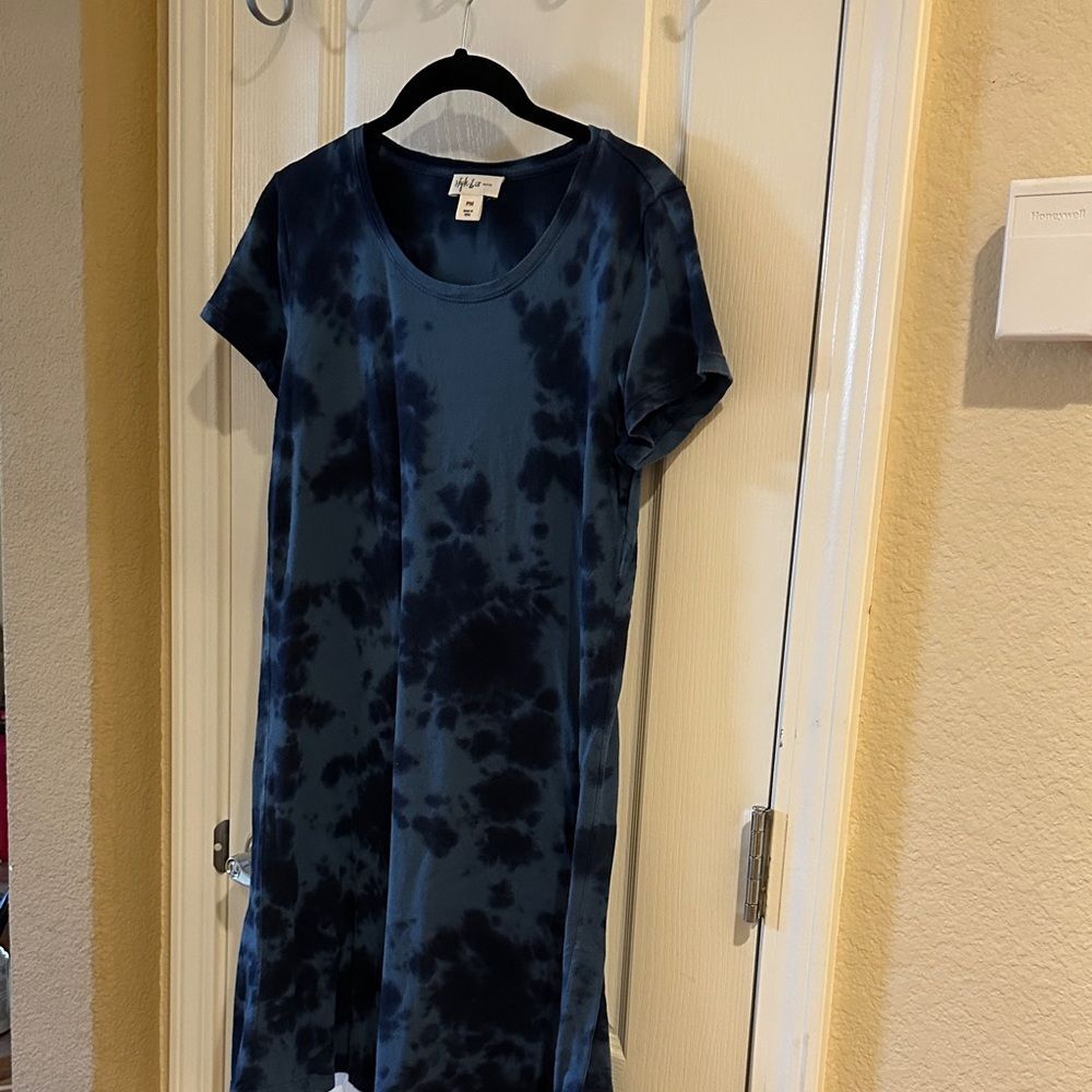 Style & Co. Navy Tie-Dye Midi Dress
